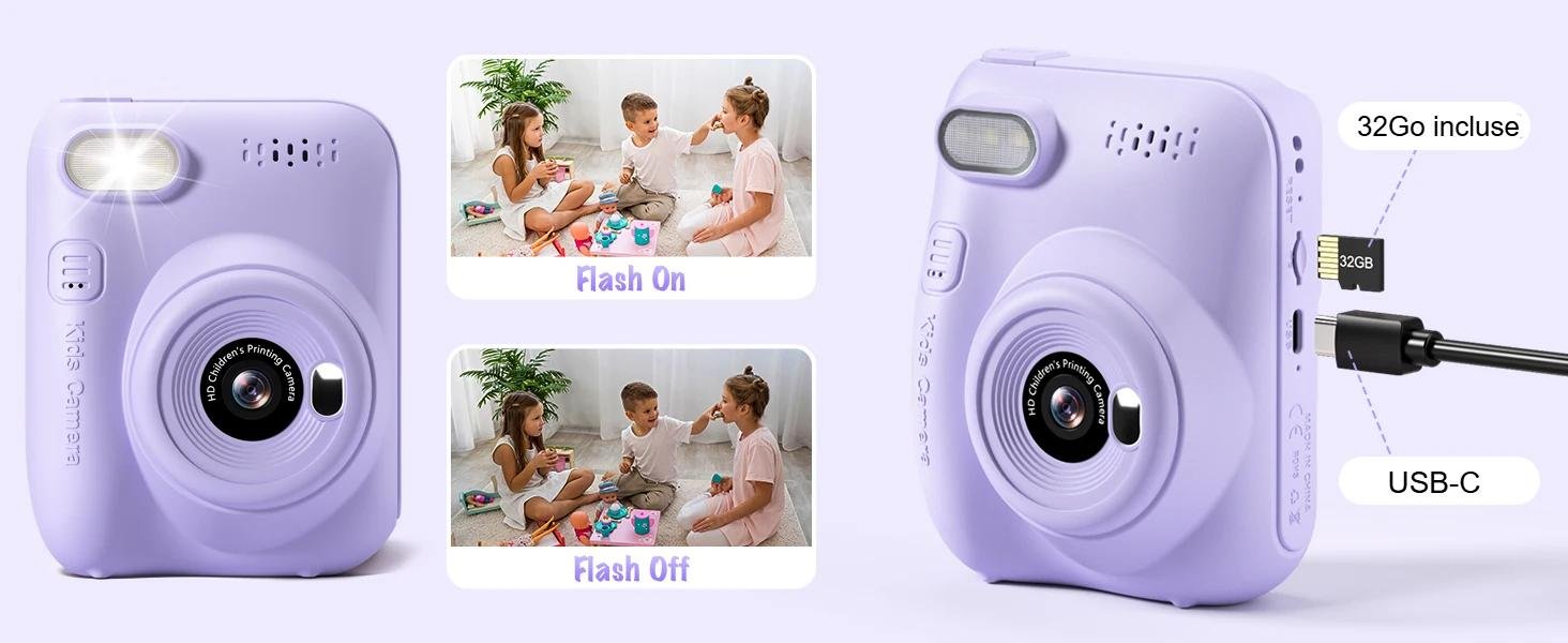 Appareil photo enfant batterie 32G usb flash