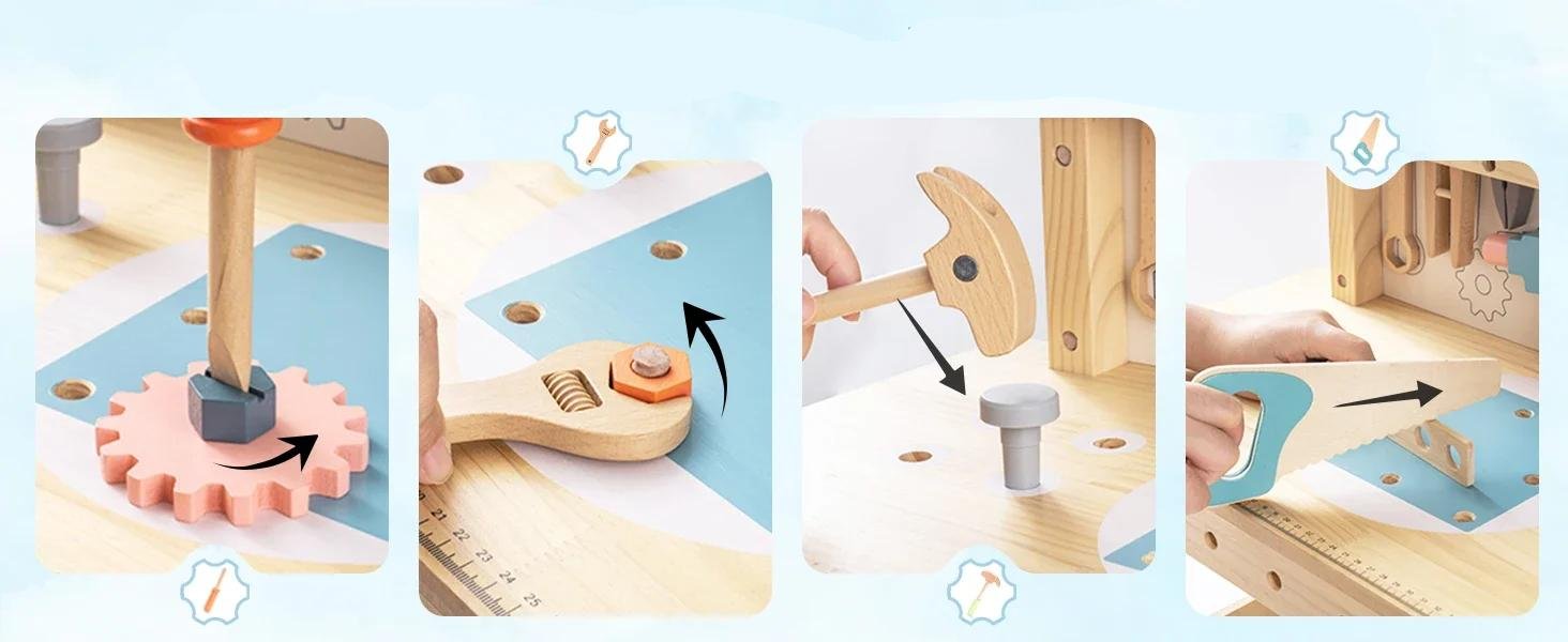 Banc de travail en bois avec outils pour enfants